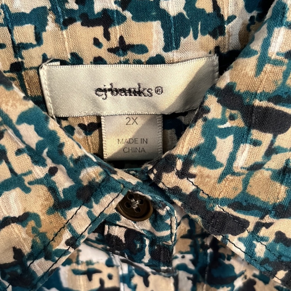 CJ Banks cotton blouse 3/4 sleeves